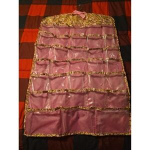 Vintage Hanging Tri-Coastal Design Jewelry‎ Organizer Pink Paisley 66 Pockets